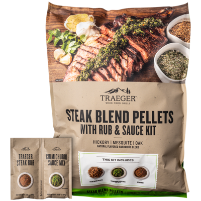 18lb  Traeger Steak Blend Pellets & Rub/Sauce Kit