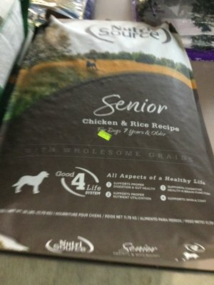 26 lb Nutri Source Senior Chicken Rice Dog