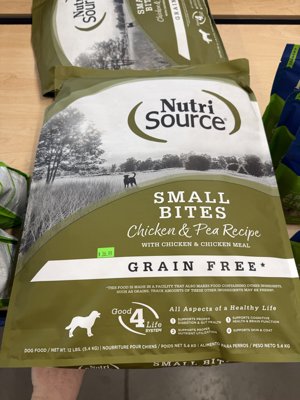 Nutri Source 12# G.F. Small Bites Chicken/Pea Dog Food